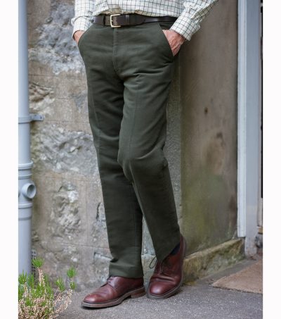 Hoggs of Fife Monarch Moleskin Trousers (Unfinished Leg) Dark Olive