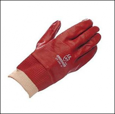 Hurricane Red PVC Coated Knitwrist Gloves