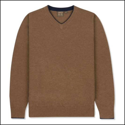 Reduced from £79.95 to £59.95 Musto V-Neck Shooting Jumper Toffee Brown 2XL 
