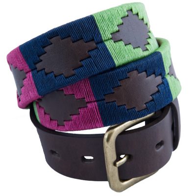Pioneros Polo Belt - Berry, Navy & Green 1