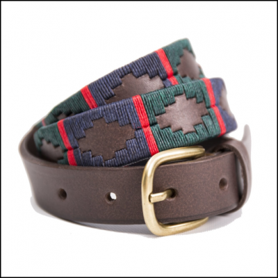 Pioneros Polo Belt - Navy, Dark Green & Red Stripe 1