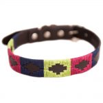 Pioneros Polo Dog Collar - Berry, Navy & Green 1