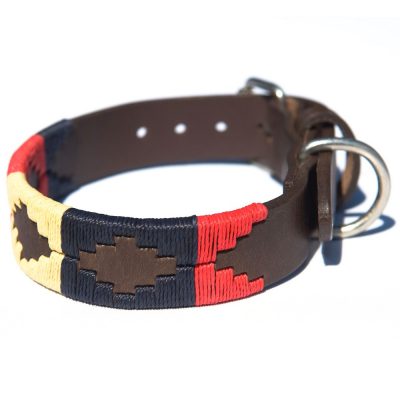 Pioneros Polo Dog Collar - Navy, Cream & Red 1