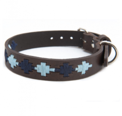 Pioneros Polo Dog Collar - Pampas Cross, Navy & Blue 2