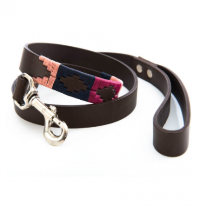 Pioneros Polo Dog Lead - Berry, Navy & Pink 1