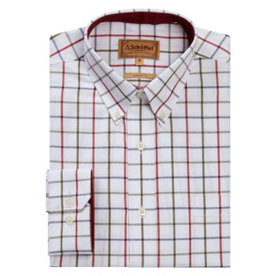 Schoffel Brancaster Red-Navy-Olive Wide Check Shirt 1
