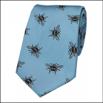 Soprano Bumble Bee Pastel Blue Luxury Silk Tie 1