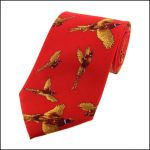 Soprano Flying Pheasants Red Country Silk Tie