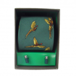 Soprano Forest Green Pheasant Country Silk Tie & Cufflink Gift Set